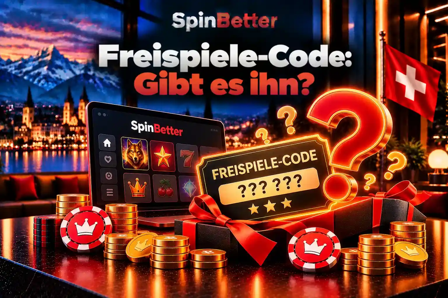 Freispiele-Code: Gutschein mit Fragezeichen vor dem Slot-Menü