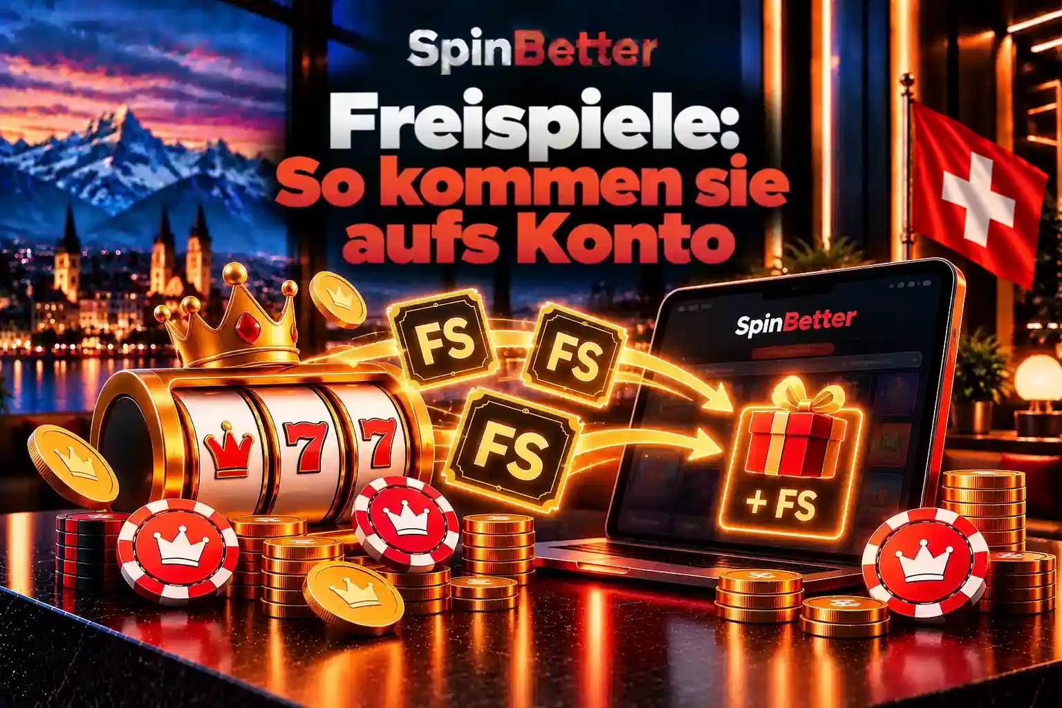 Freispiele kommen aufs Konto: Spielautomat, FS-Marken und Geschenk auf dem Tablet
